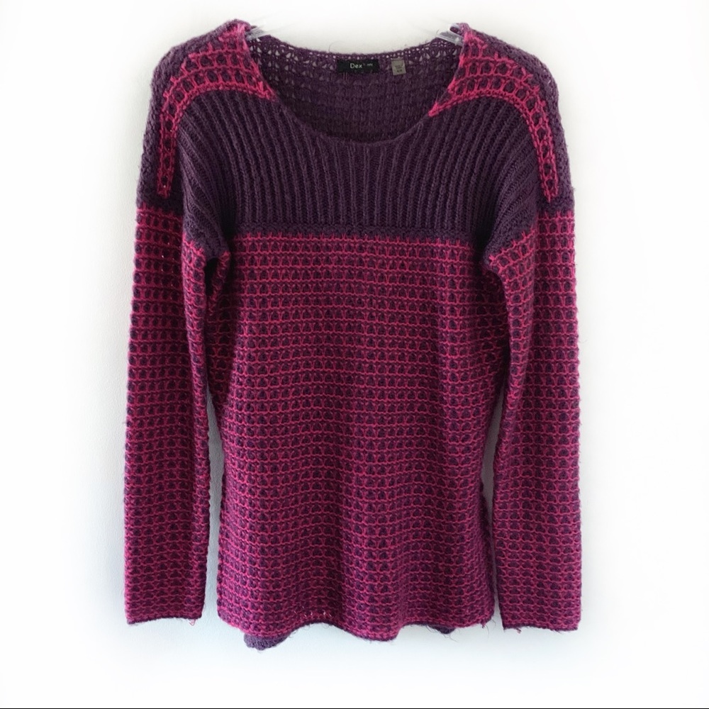 Dex Crewneck Long Sleeve Loose Knit Purple/Pink Sweater Size S